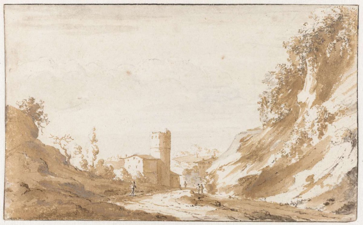 Road through hilly landscape outside Brussels, Jan de Bisschop, 1648 - 1671
