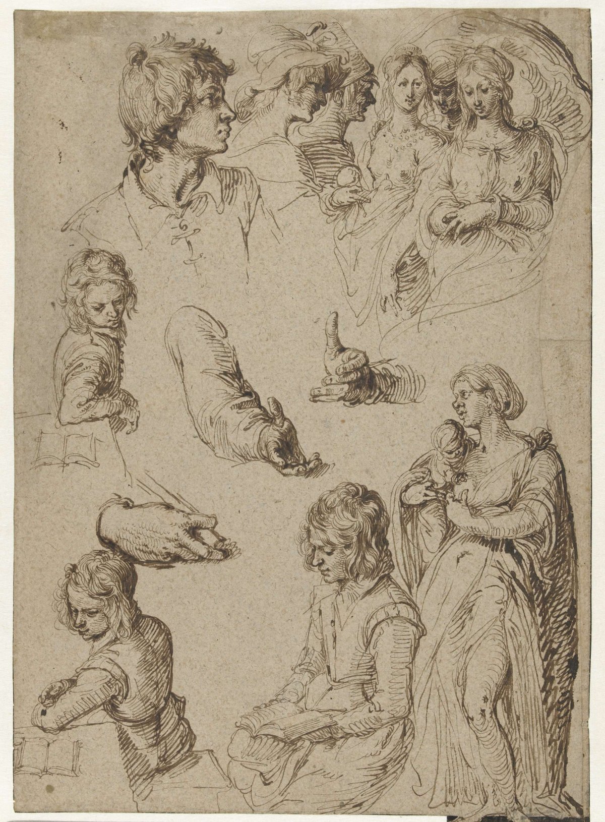 Study of hands and figures, Jacques de Gheyn (II), 1604