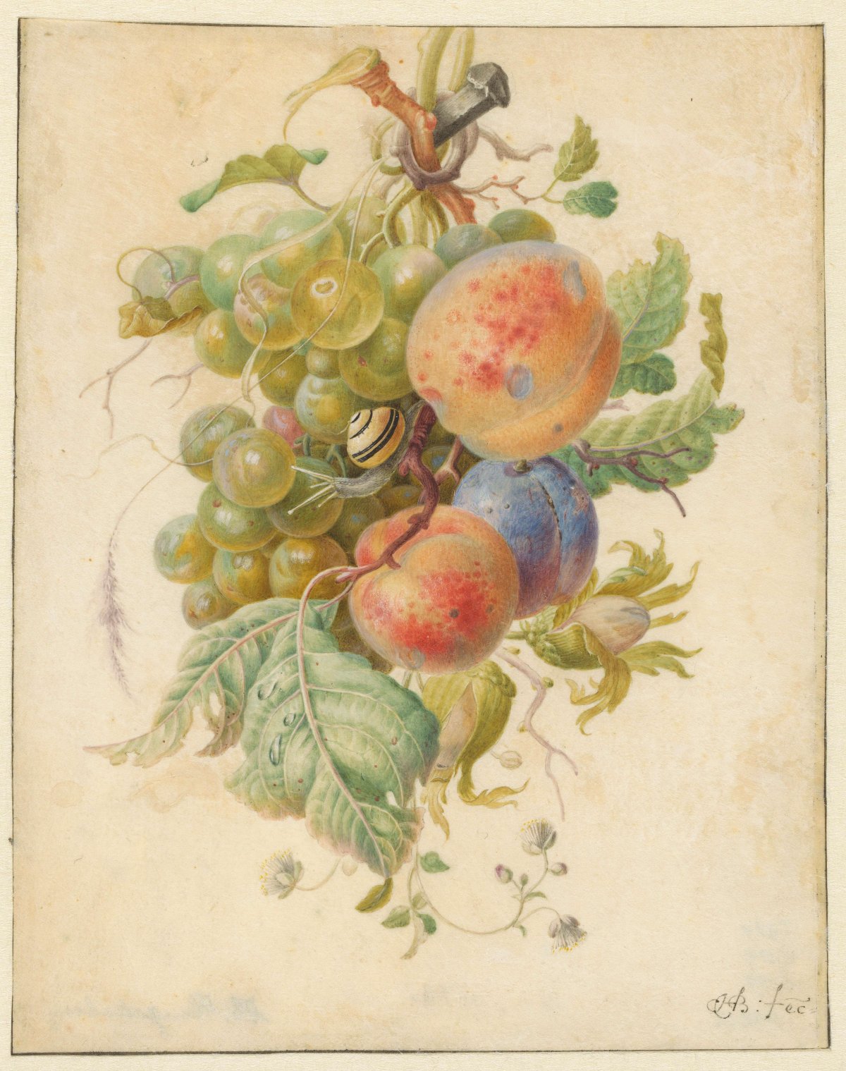 Festoon of fruits, Herman Henstenburgh, 1677 - 1726