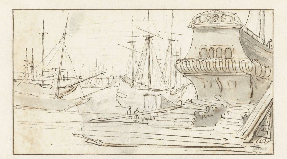 View of a Shipyard in Amsterdam, Jan de Bray, 1666