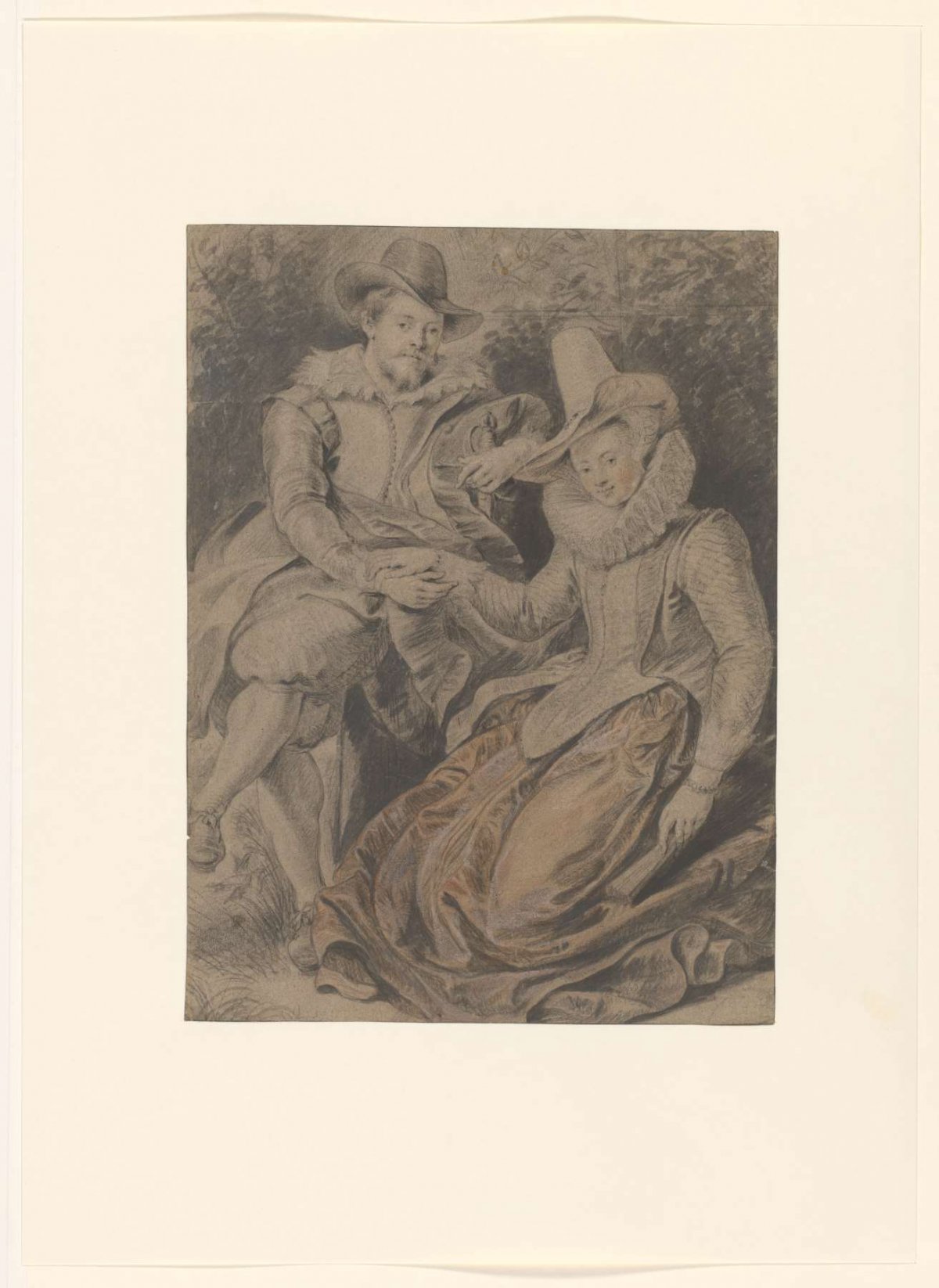 Peter Paul Rubens with his first wife Isabella Brant, anonymous, 1609 - 1690