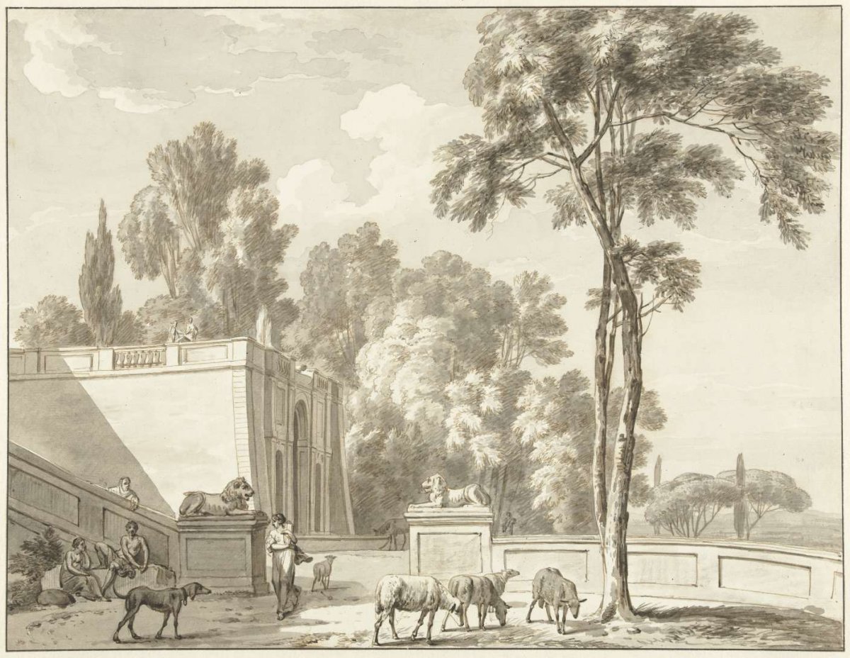 View of terraces at the Villa Aldobrandini in Frascati, Jean Grandjean, 1779