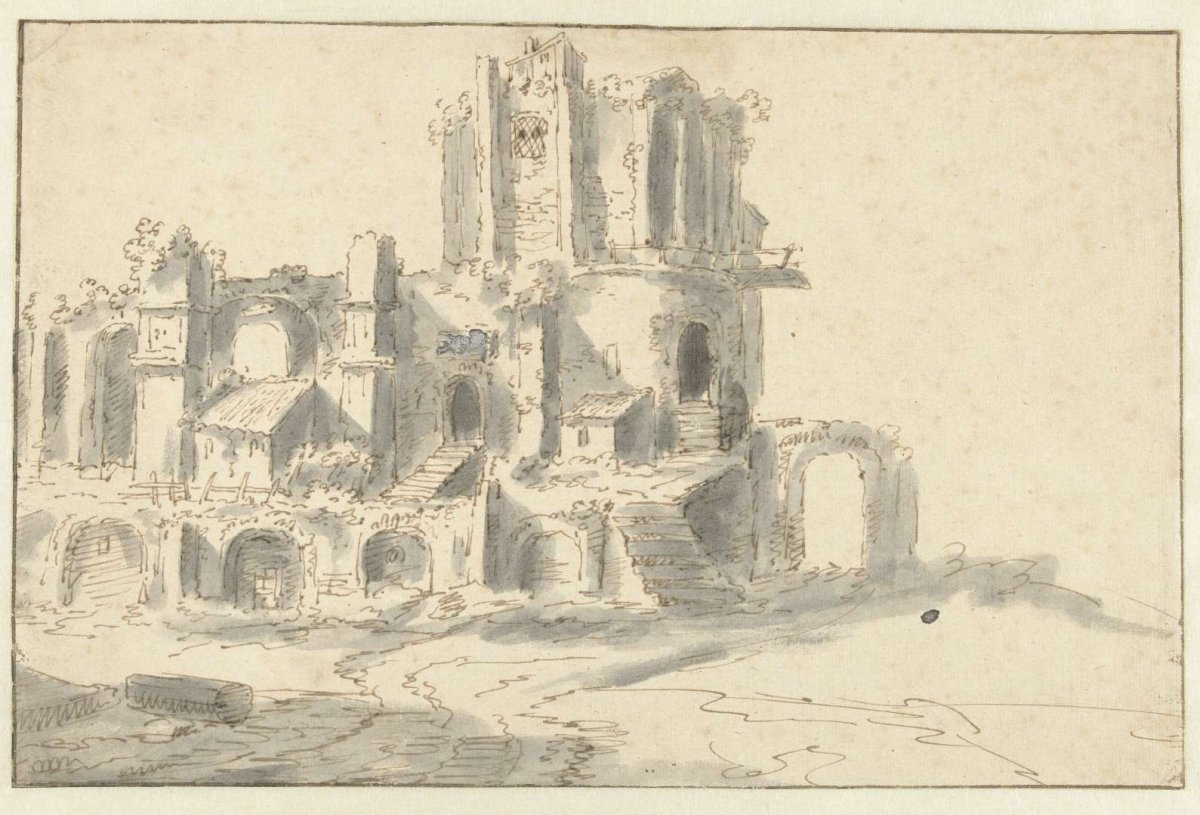 View of an ancient ruin, Cornelis van Poelenburch, 1600 - 1667