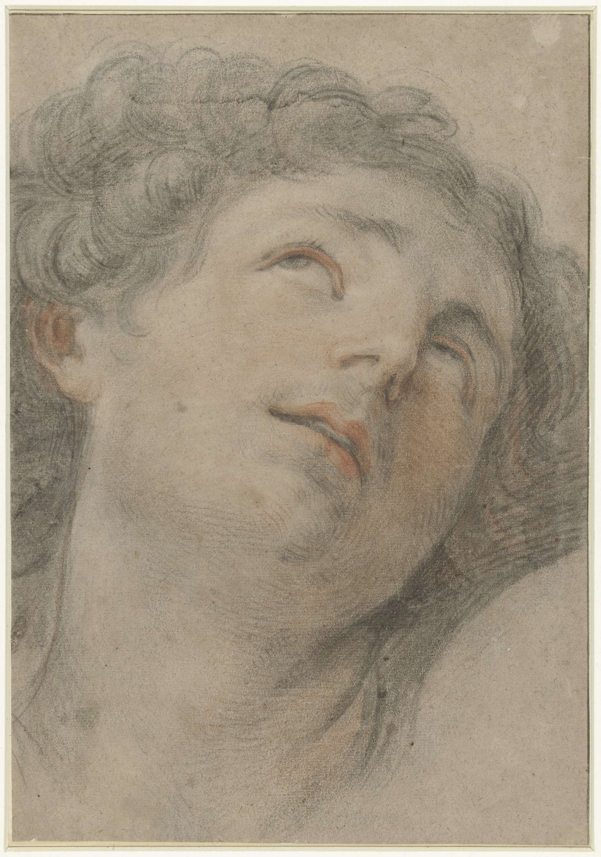 Head of Saint Sebastian, looking upward, anonymous, 1585 - 1692
