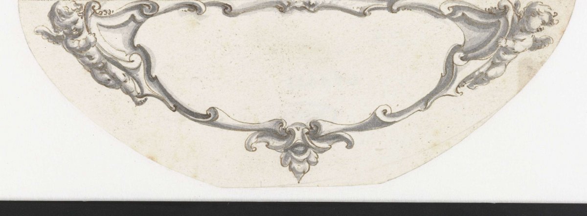 Cartouche with two putti, Pieter Jansz, 1630 - 1672