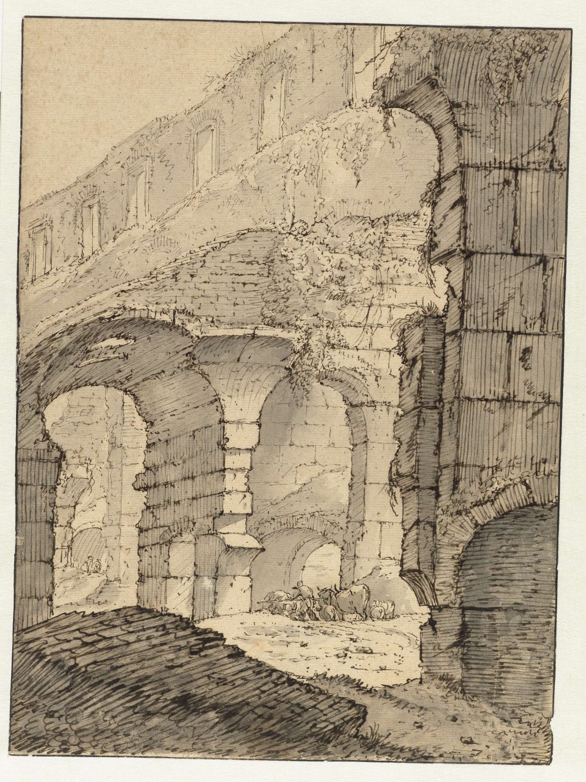 View in the Colosseum, Rome, Adriaen Honich, c. 1667 - c. 1680