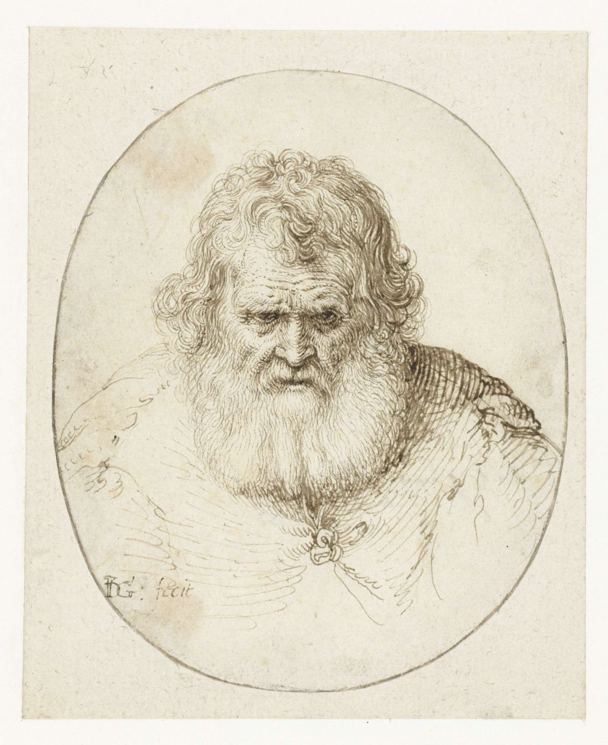 Portrait of an old man, Jacques de Gheyn (II), 1600 - 1605