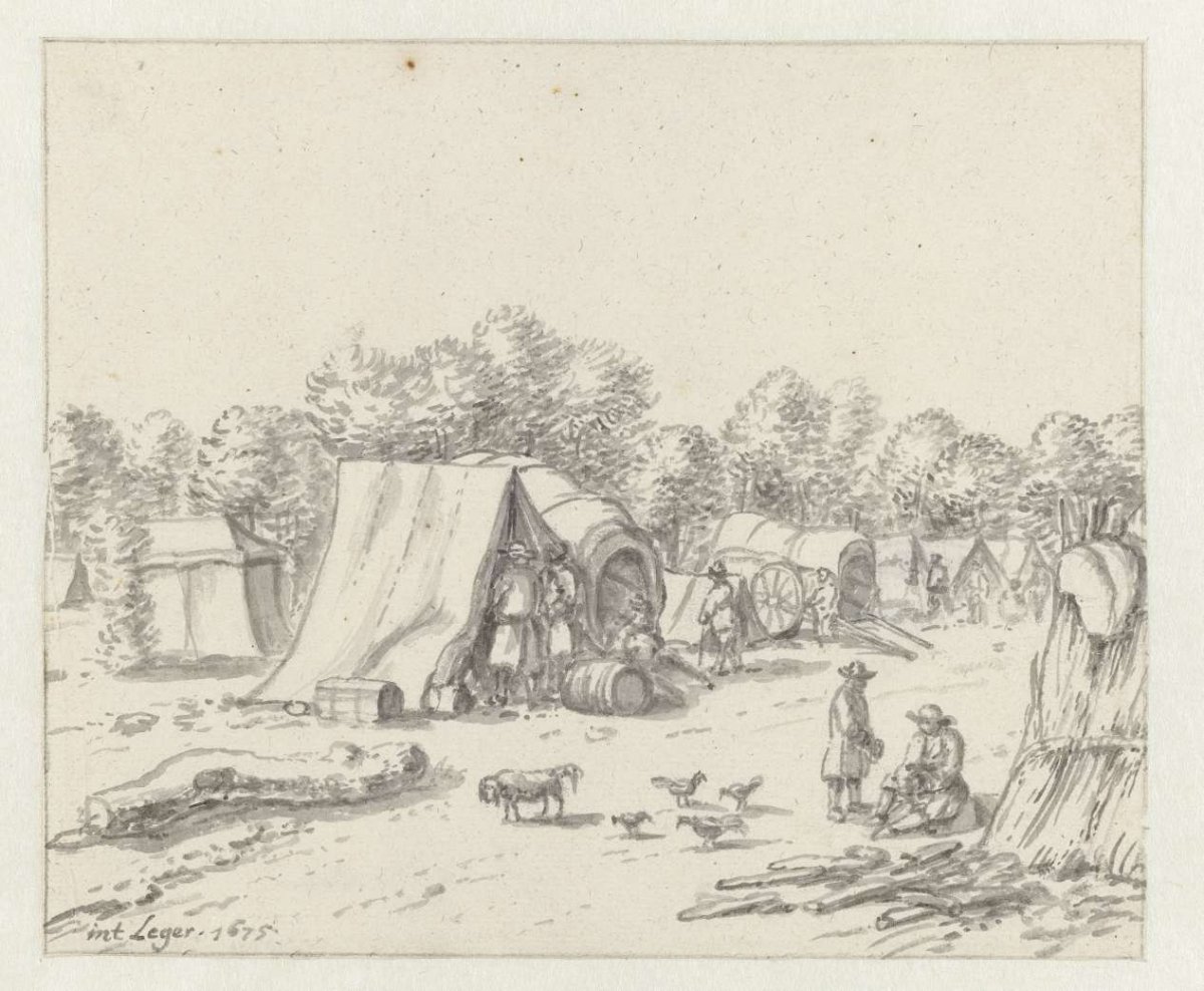 View of an Encampment of the Army of Willem III, anonymous, 1675 - 1725