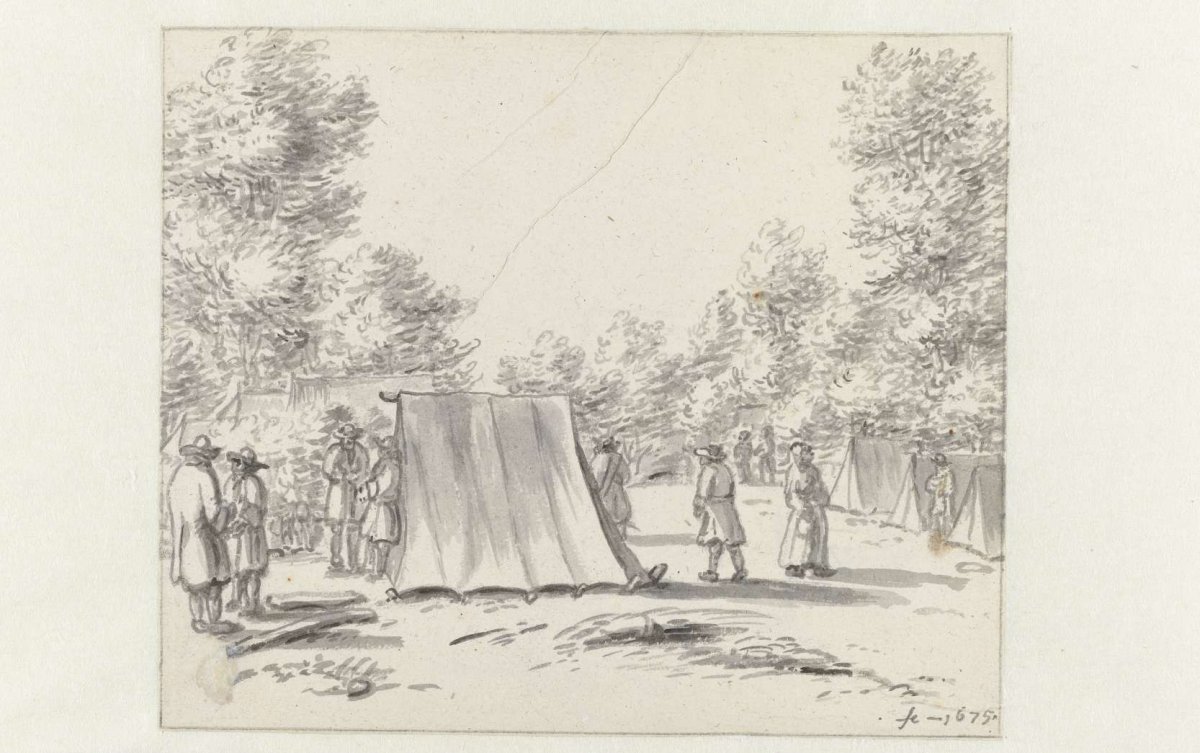 View of an Encampment of the Army of Willem III, anonymous, 1675 - 1725