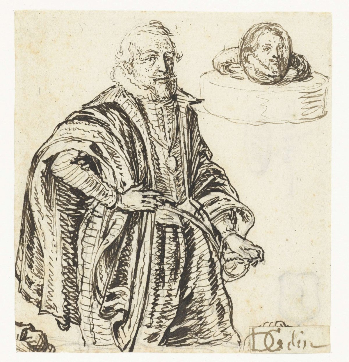 Portrait of Prince Maurice and a ring with his effigy, Jacques de Gheyn (II), 1613 - 1623