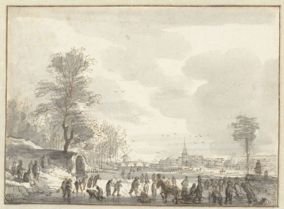 Winter Scene with Skaters, Roelant Roghman, c. 1650 - c. 1655