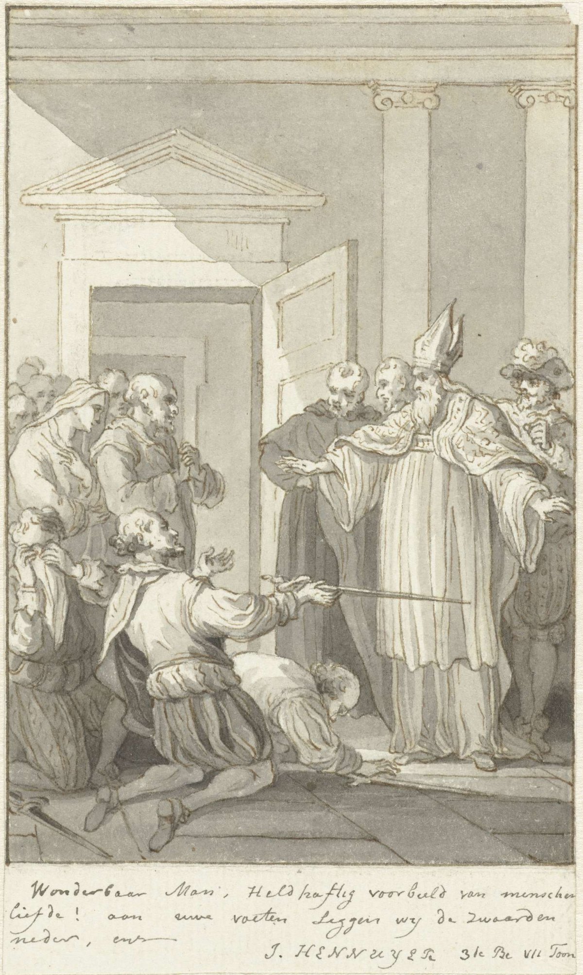 Illustration for the play Hennuyer, Bishop of Lisieux, Reinier Vinkeles (I), 1770 - 1780