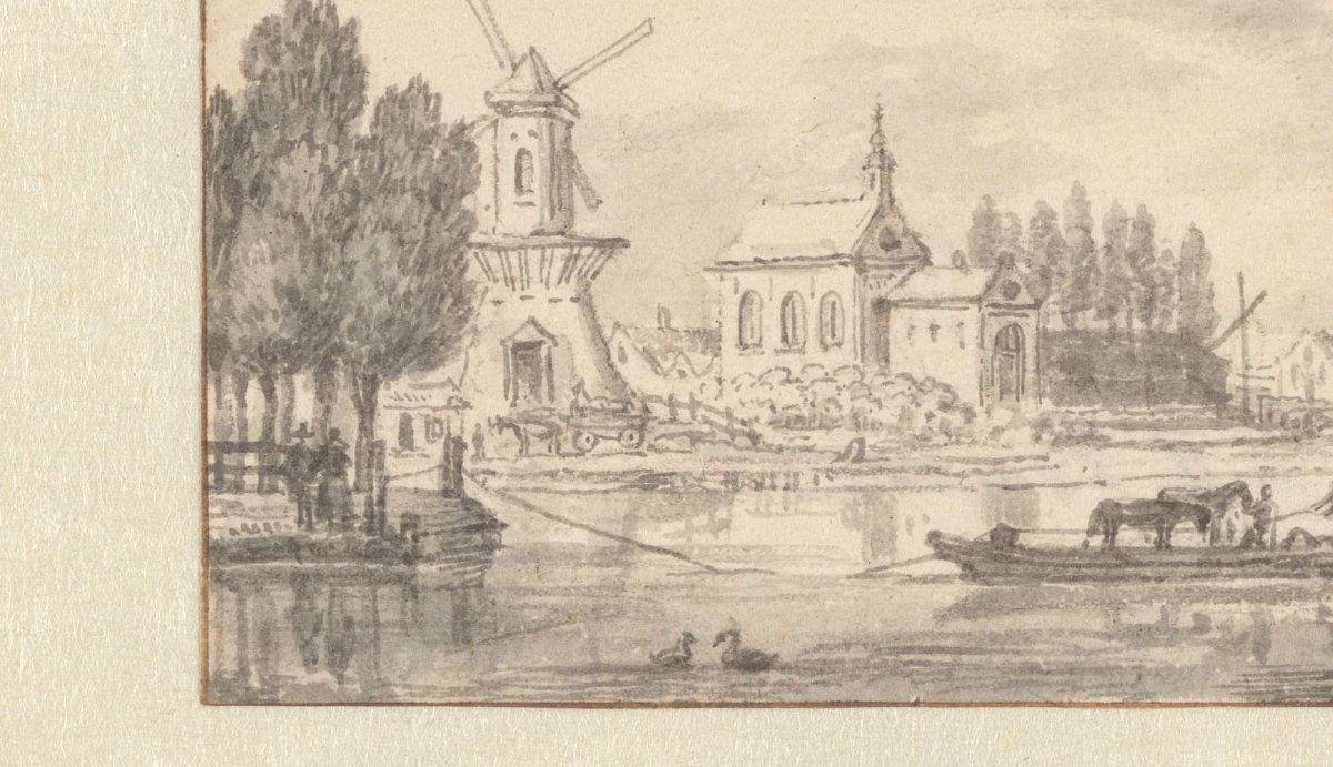 City wall with church and mill, Aarnout ter Himpel, 1644 - 1686