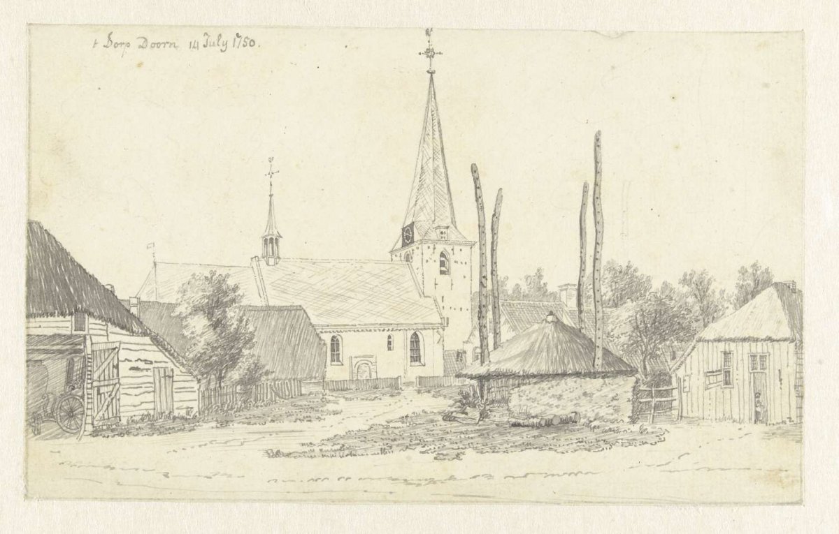 View of the village of Doorn, with the church, Jan de Beijer, 1750