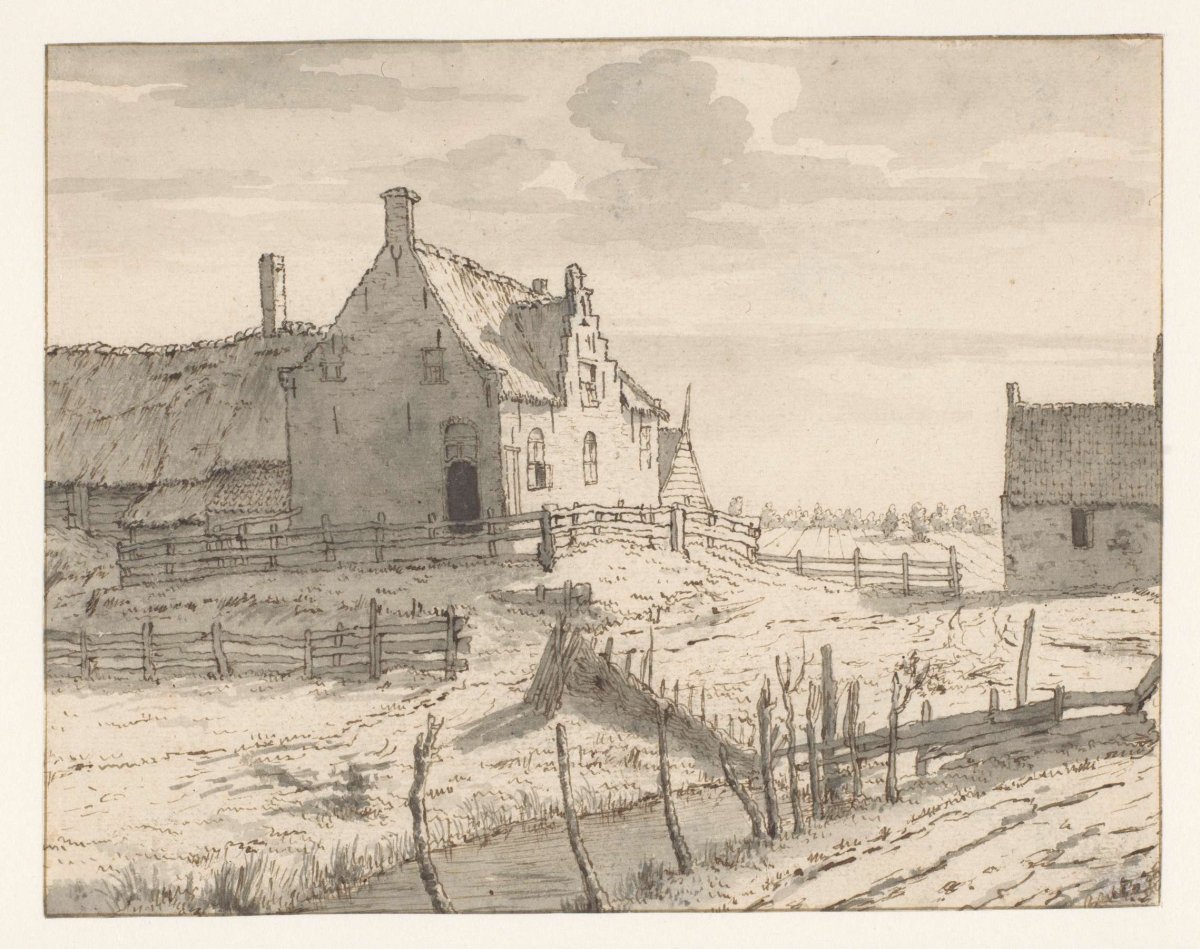 View of Houses outside Bergen op Zoom, Valentijn Klotz, c. 1671 - c. 1672