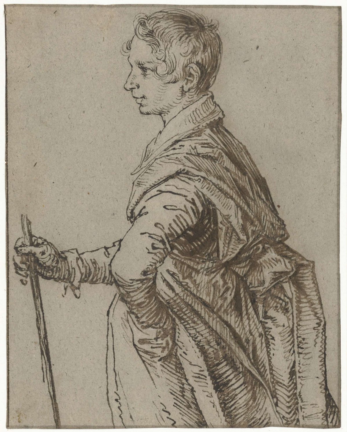 Young man standing, Jacques de Gheyn (II), 1598 - 1608