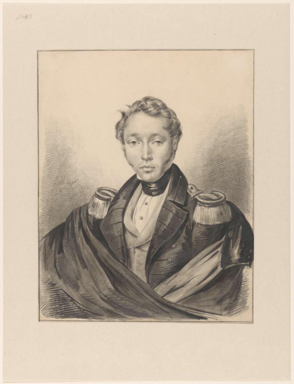 Portrait of Charles Fortuné van der Brugghen, in uniform, Louis Meijer, 1836