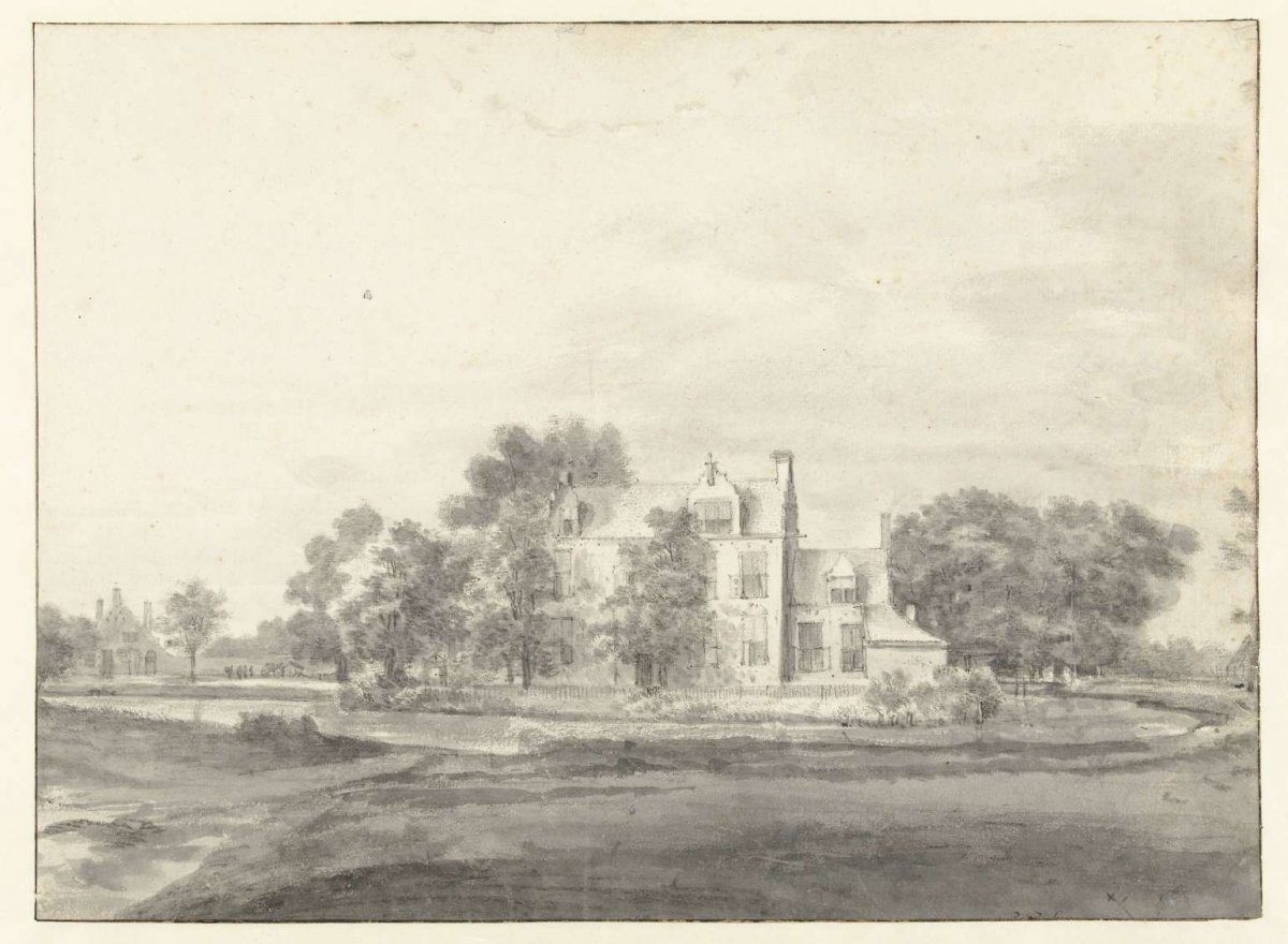 View of Huis Broekhuizen, Seen from the North-west, Roelant Roghman, c. 1646 - c. 1647