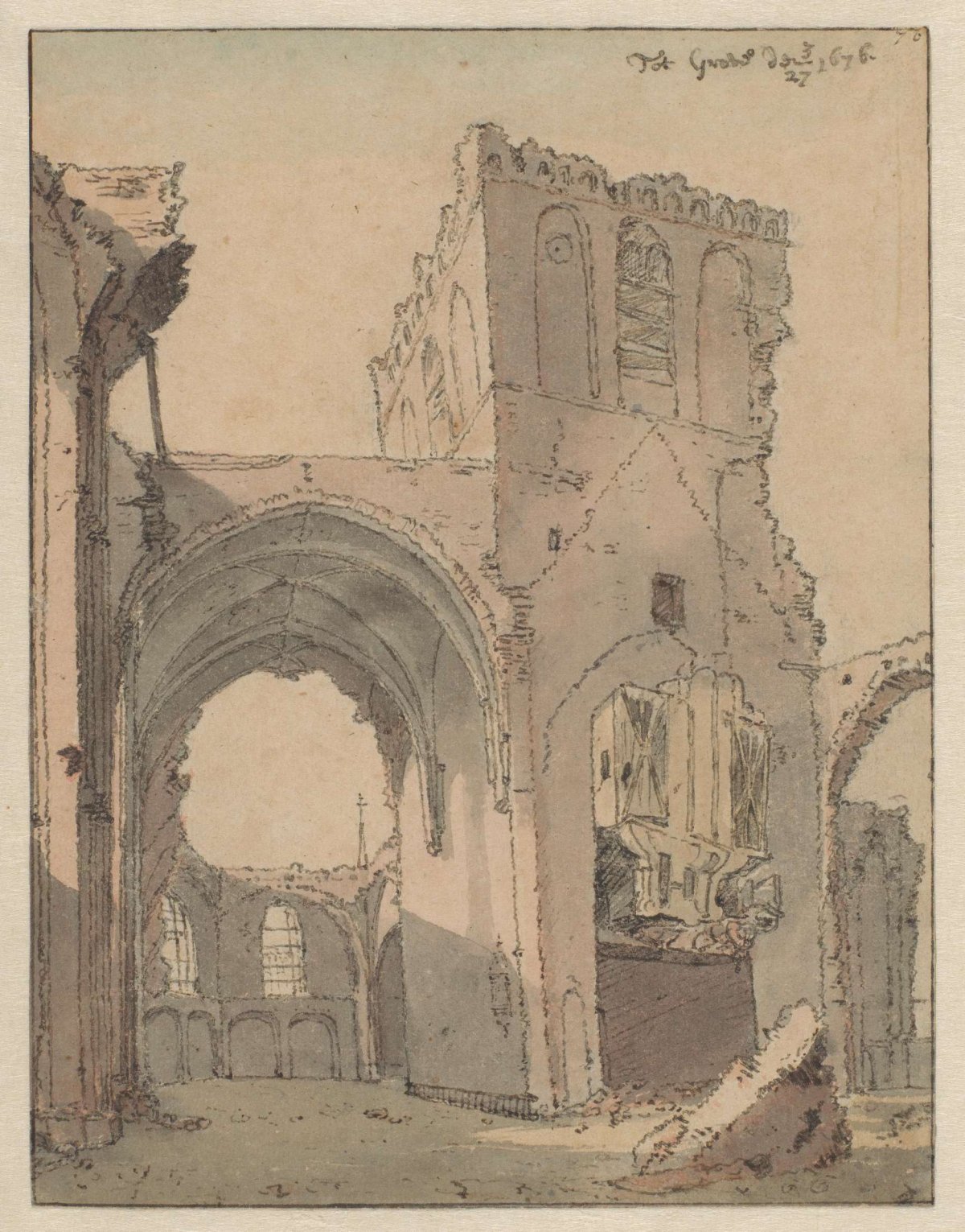 The Ruin of the Grote Kerk at Grave, Valentijn Klotz, 1676