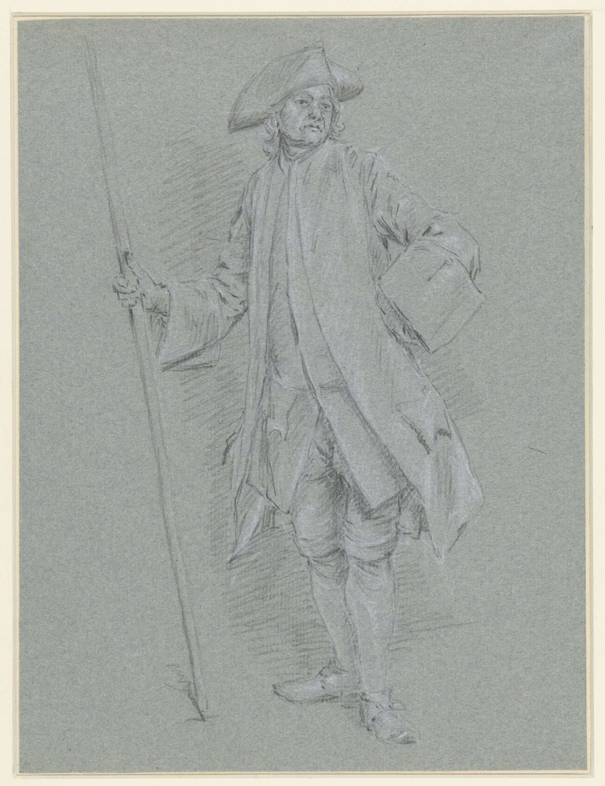 Standing man with stitch, anonymous, 1700 - 1800