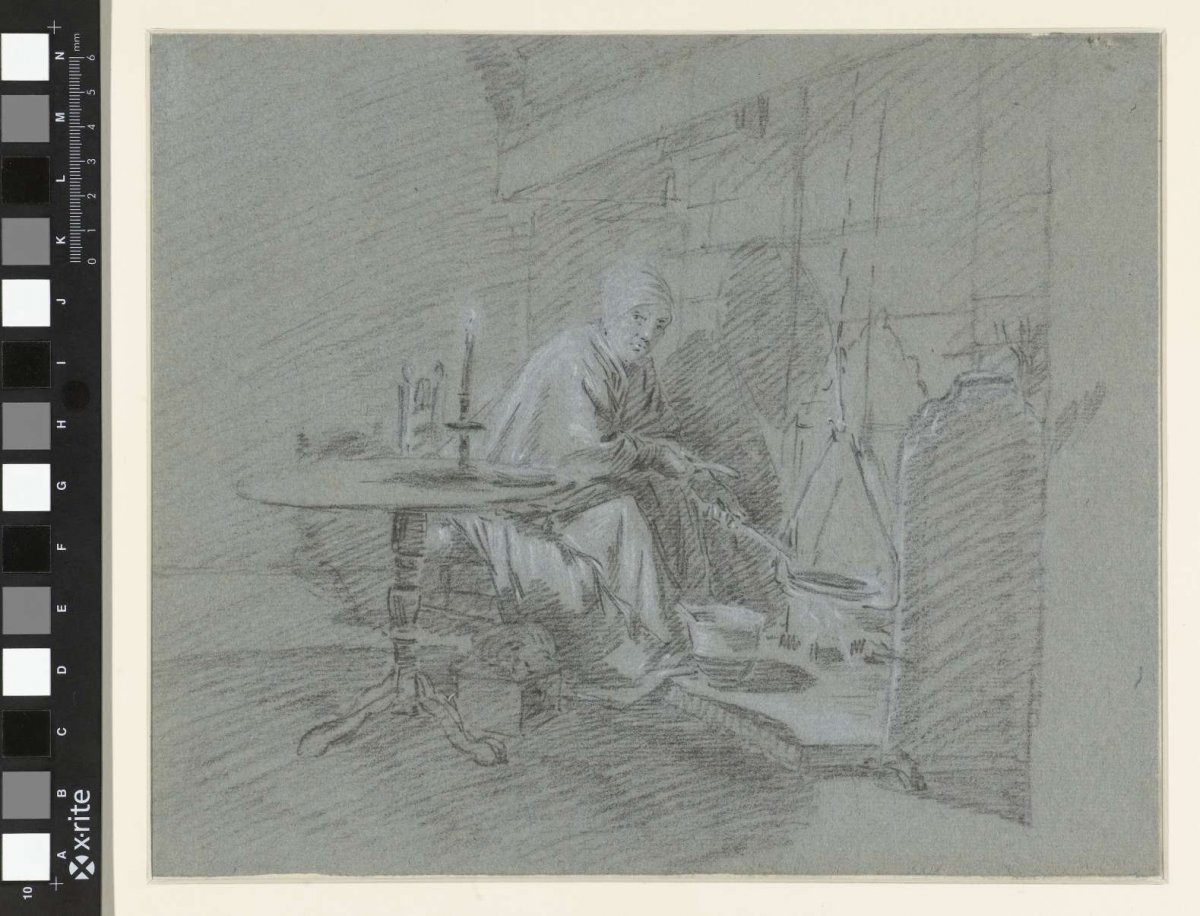 Pancake baking woman, anonymous, 1700 - 1800