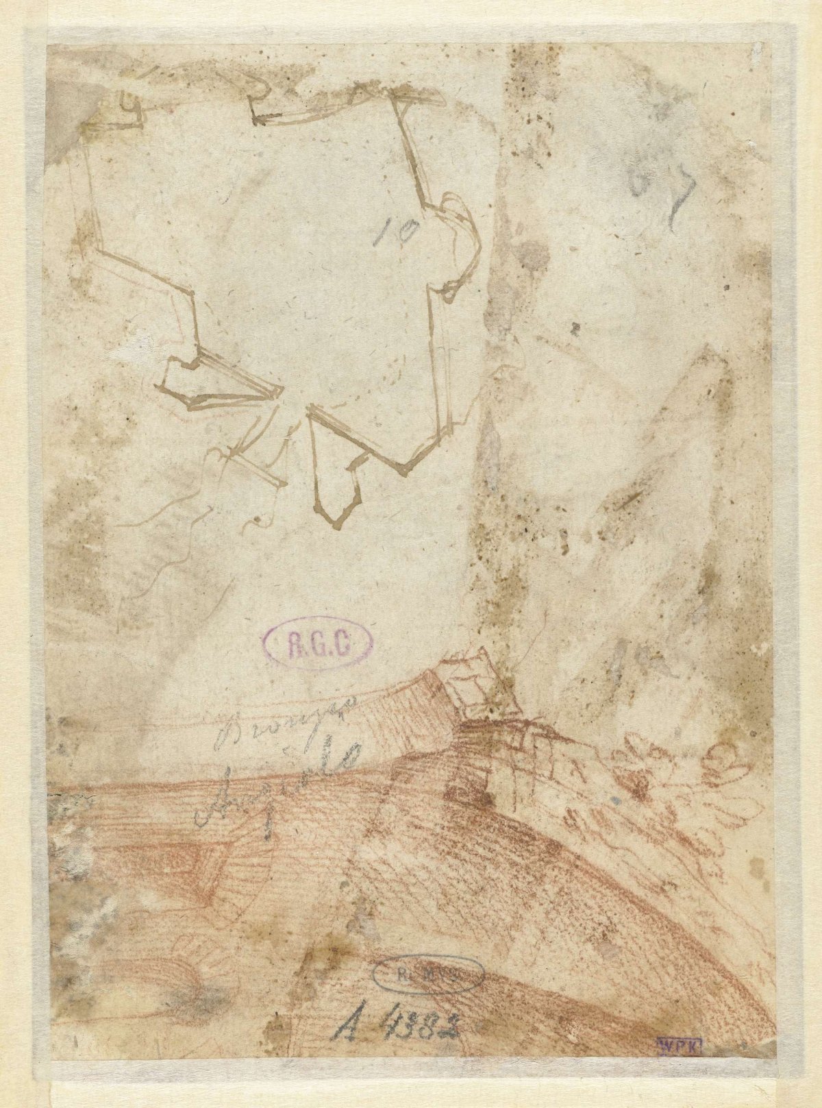 Sketch of an vaulted ruin and a survey of a defensive structure, Federico Zuccaro, c. 1550 - c. 1609
