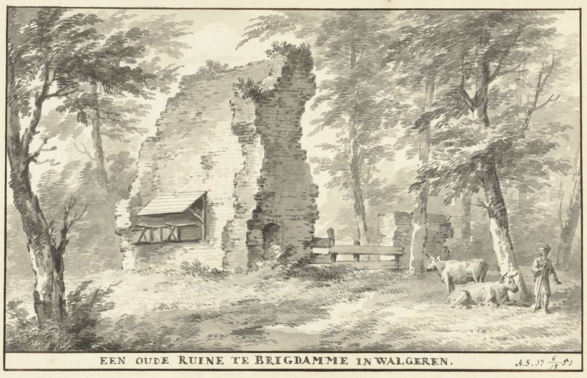 Ruins at Brigdamme on Walcheren, Aert Schouman, 1753