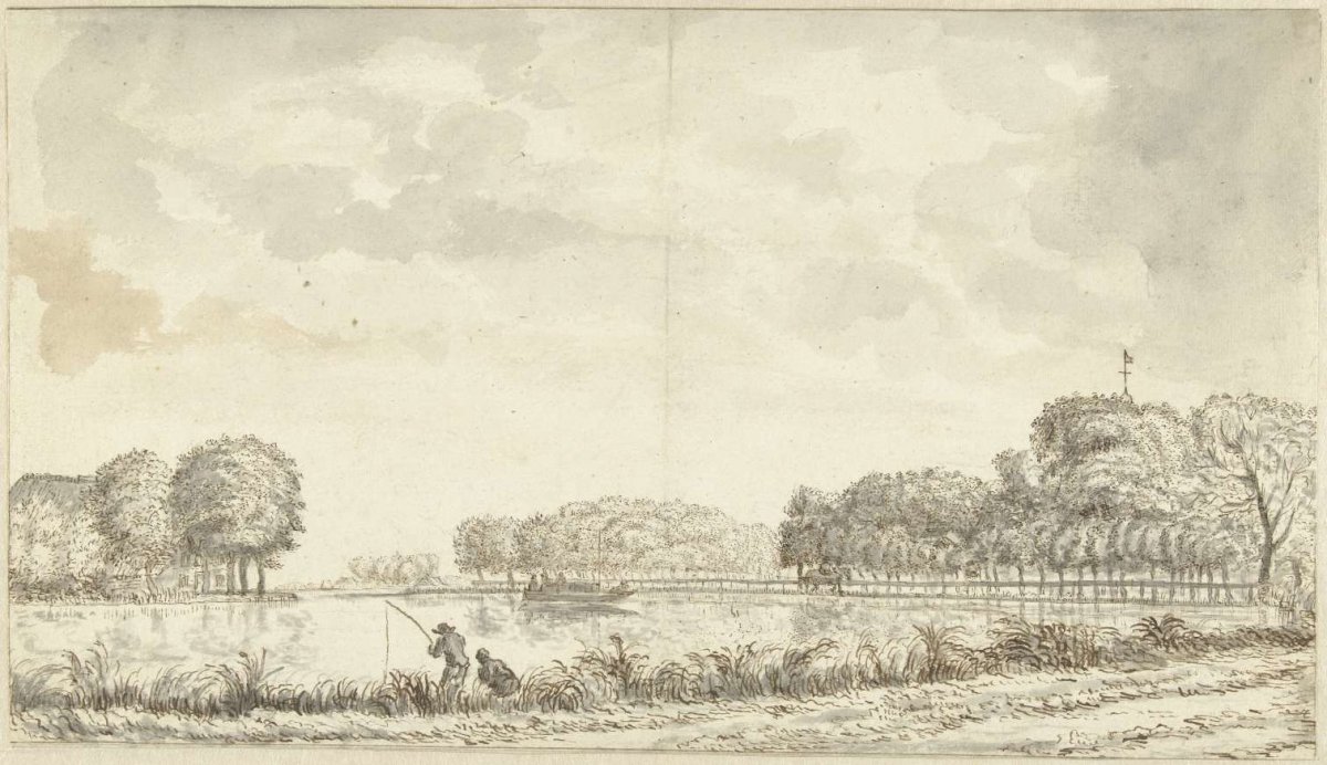 View along the Amstel River, Jan Gabrielsz. Sonjé, 1635 - 1707