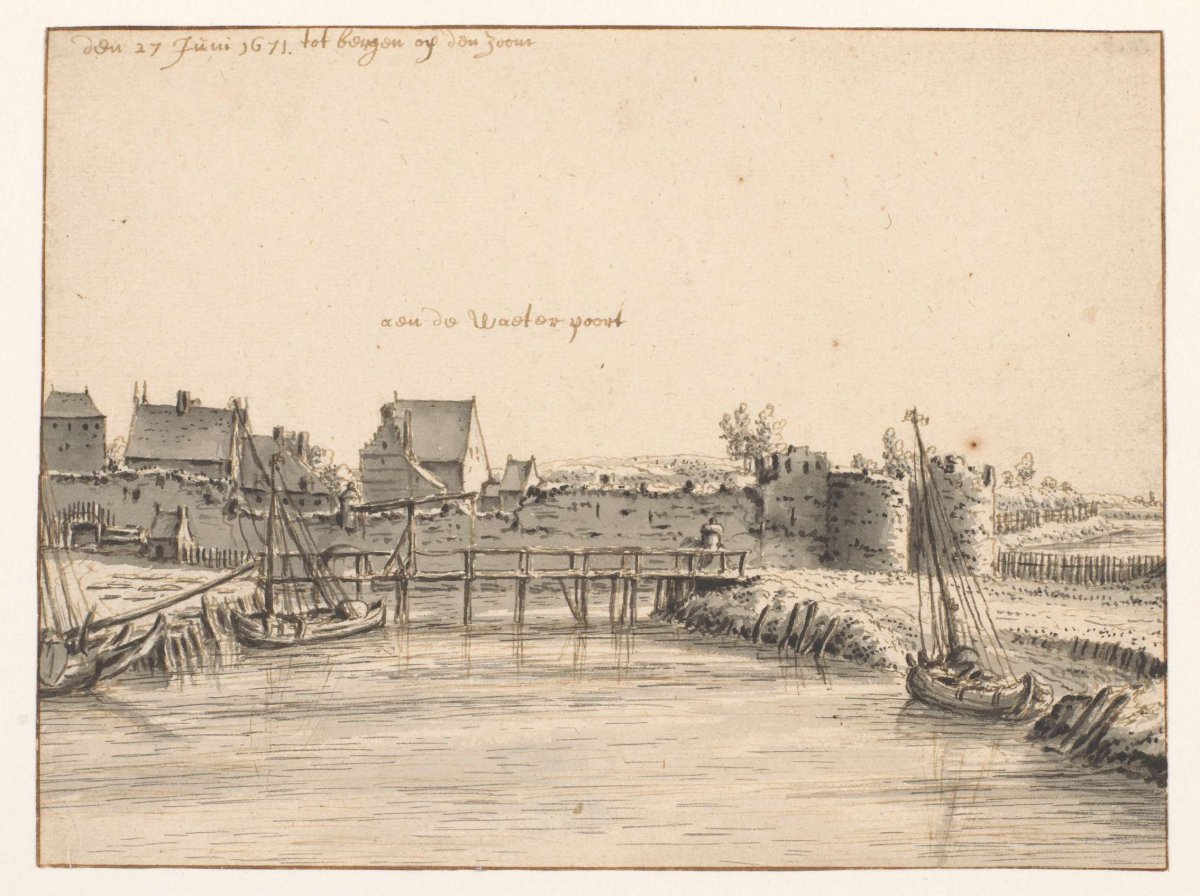 View of the Waterpoort, Bergen op Zoom, Barend Klotz, 1671