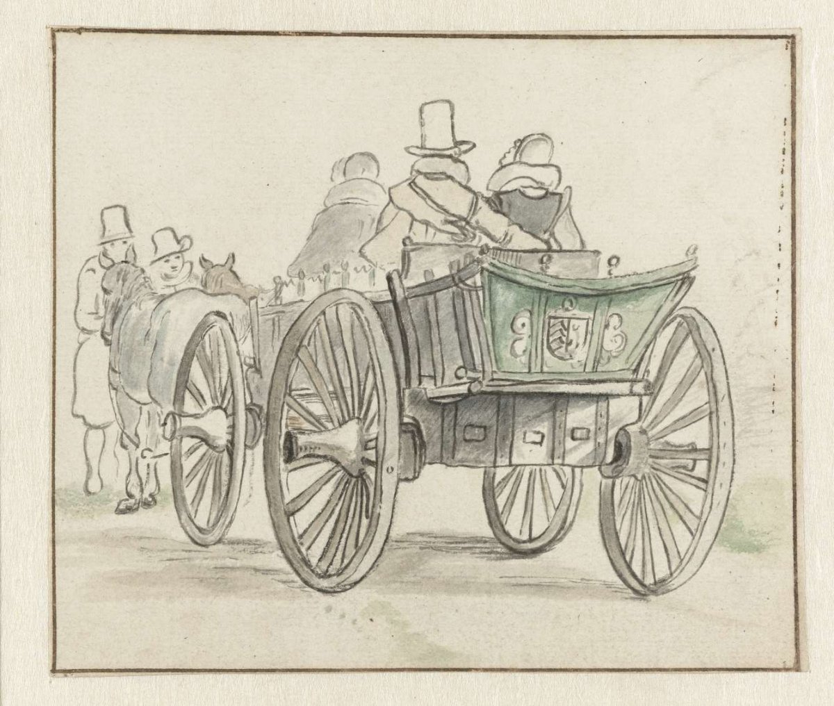 Travel car with some passengers, Esaias van de Velde, 1600 - 1684
