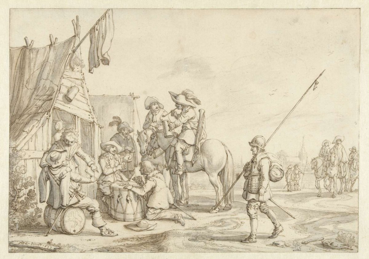 Soldiers in front of an inn, Jan Martszen de Jonge, 1633