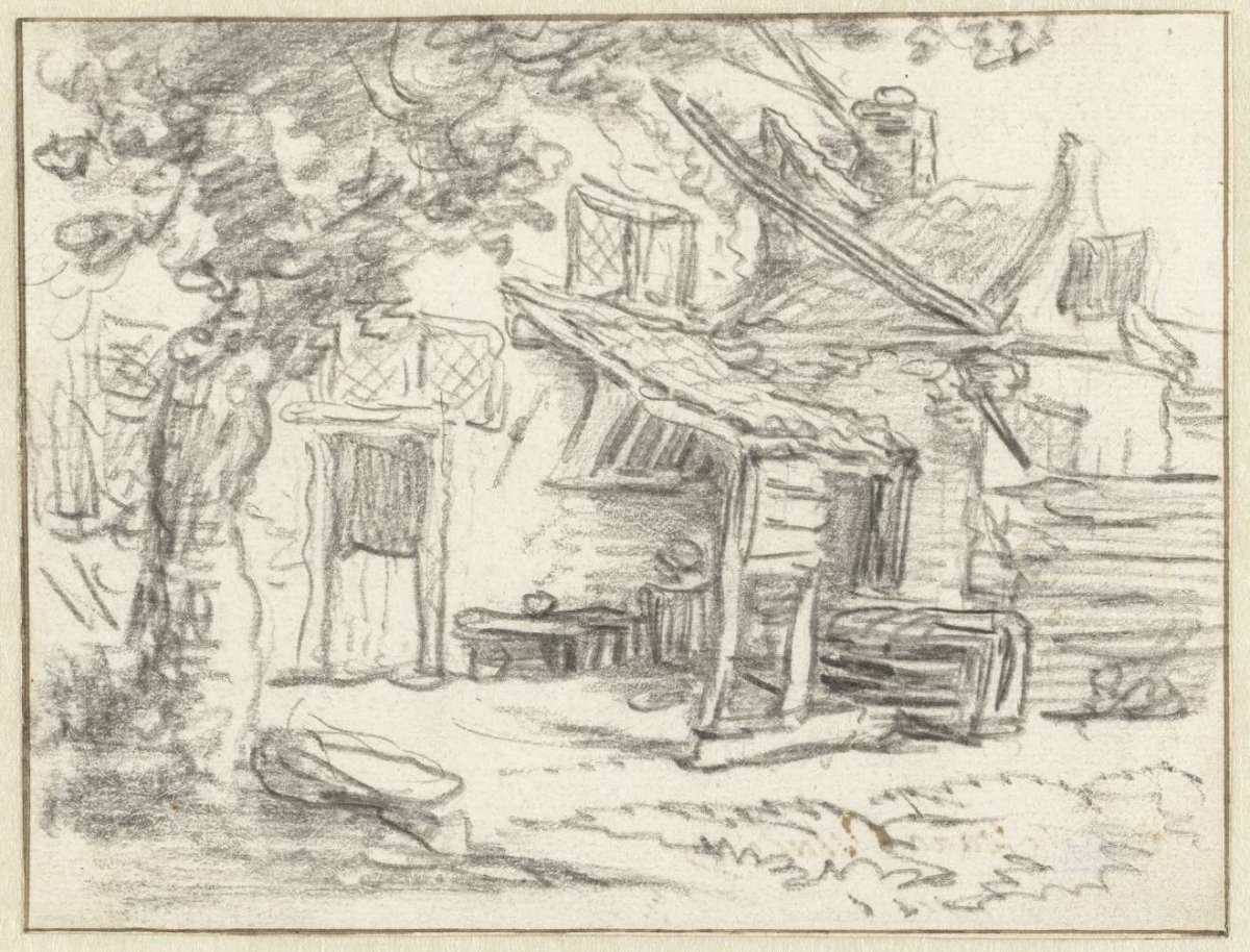 View of part of a house with extension, Isaac van Ostade, 1631 - 1649