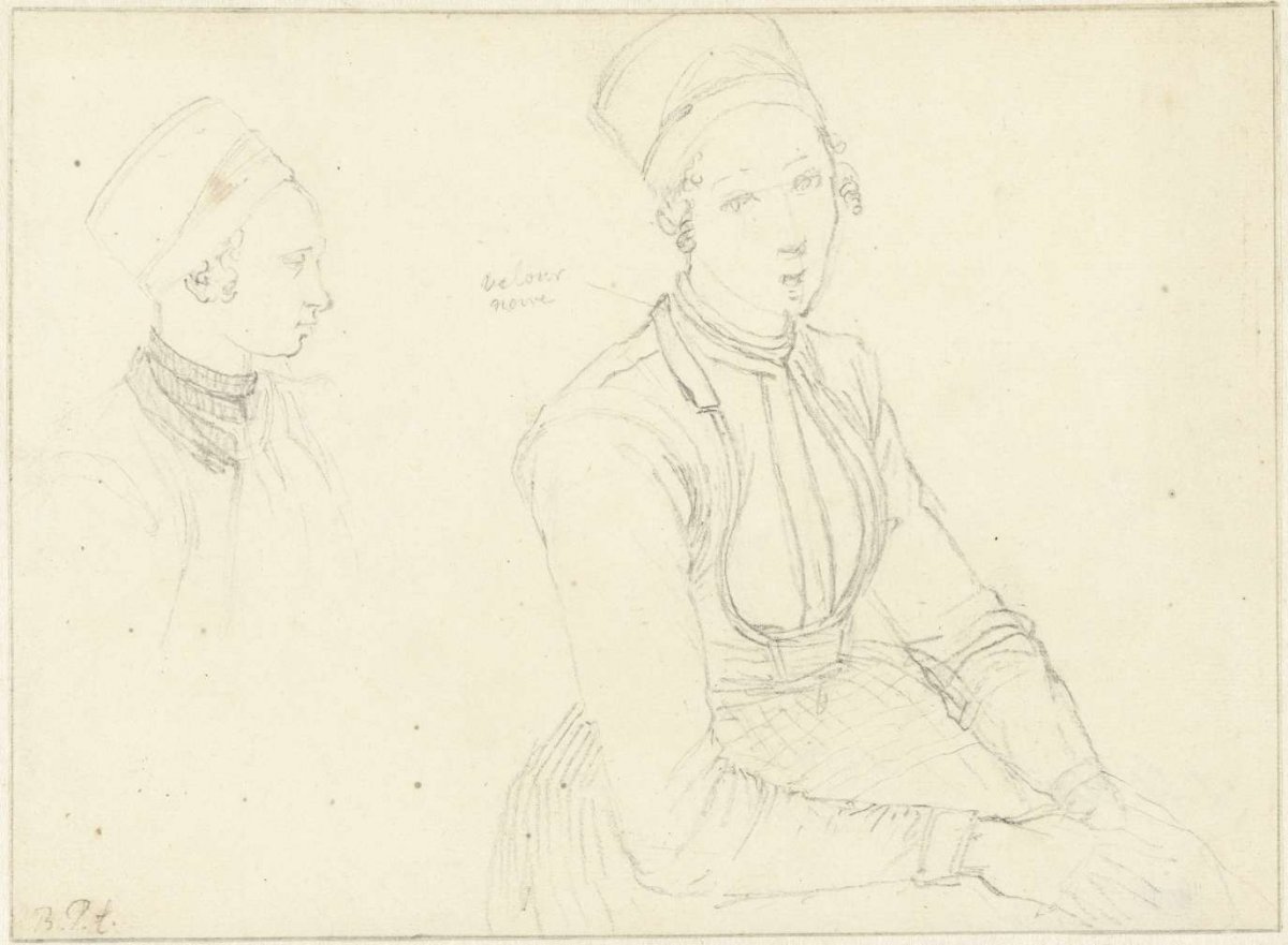 Two sketches after the costume of a Marker woman, Bernard Picart, 1683 - 1733