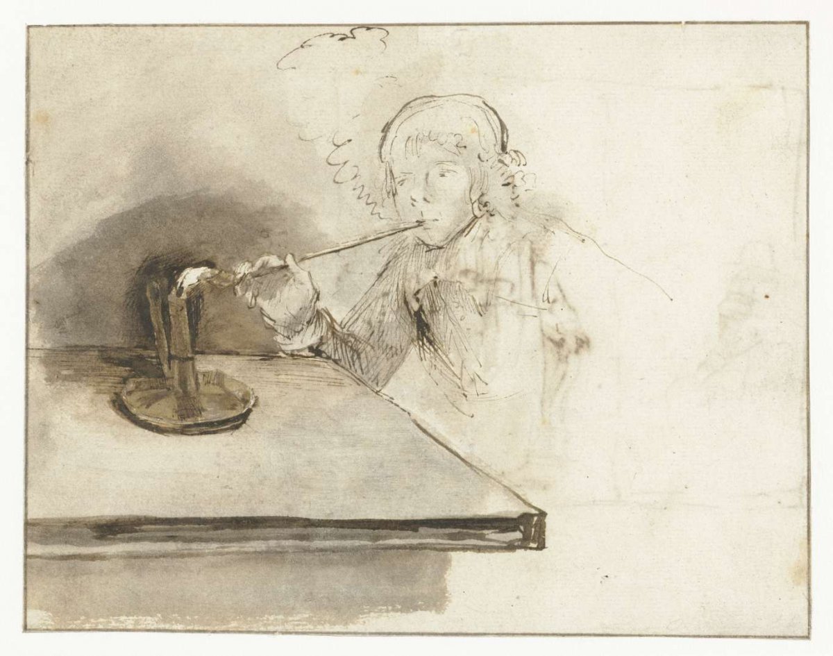 Boy Lighting a Pipe, Rembrandt van Rijn, c. 1650 - c. 1655