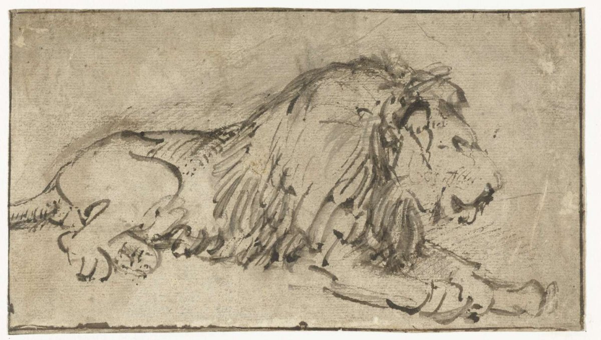 Recumbent Lion, Rembrandt van Rijn, c. 1660