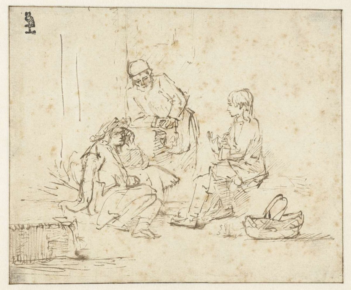 Joseph in Prison Interpreting the Dreams of the Butler and Baker, Rembrandt van Rijn, c. 1650 - c. 1655
