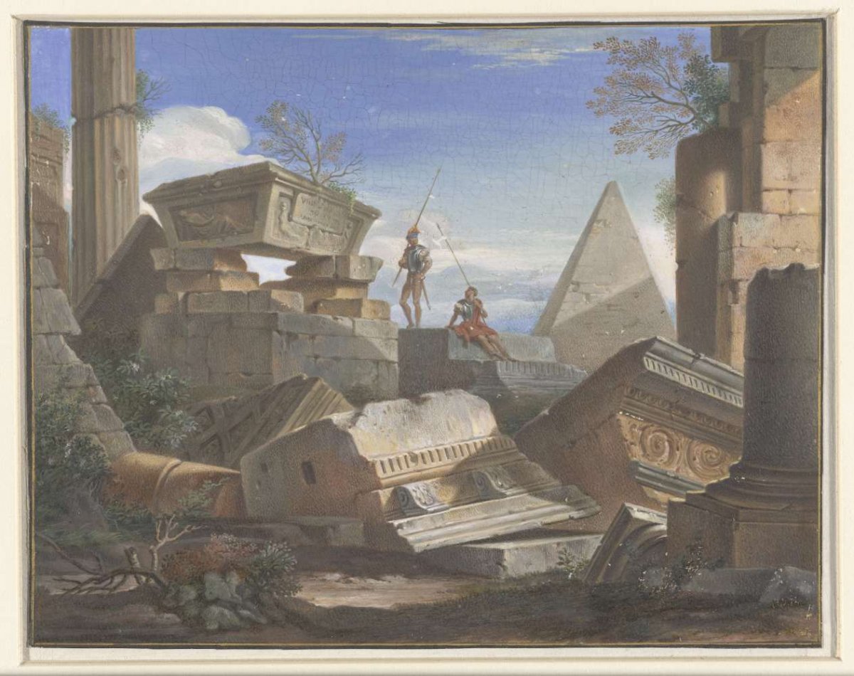 Construction of antique buildings, Henri Joseph van Blarenberghe, 1751 - 1826