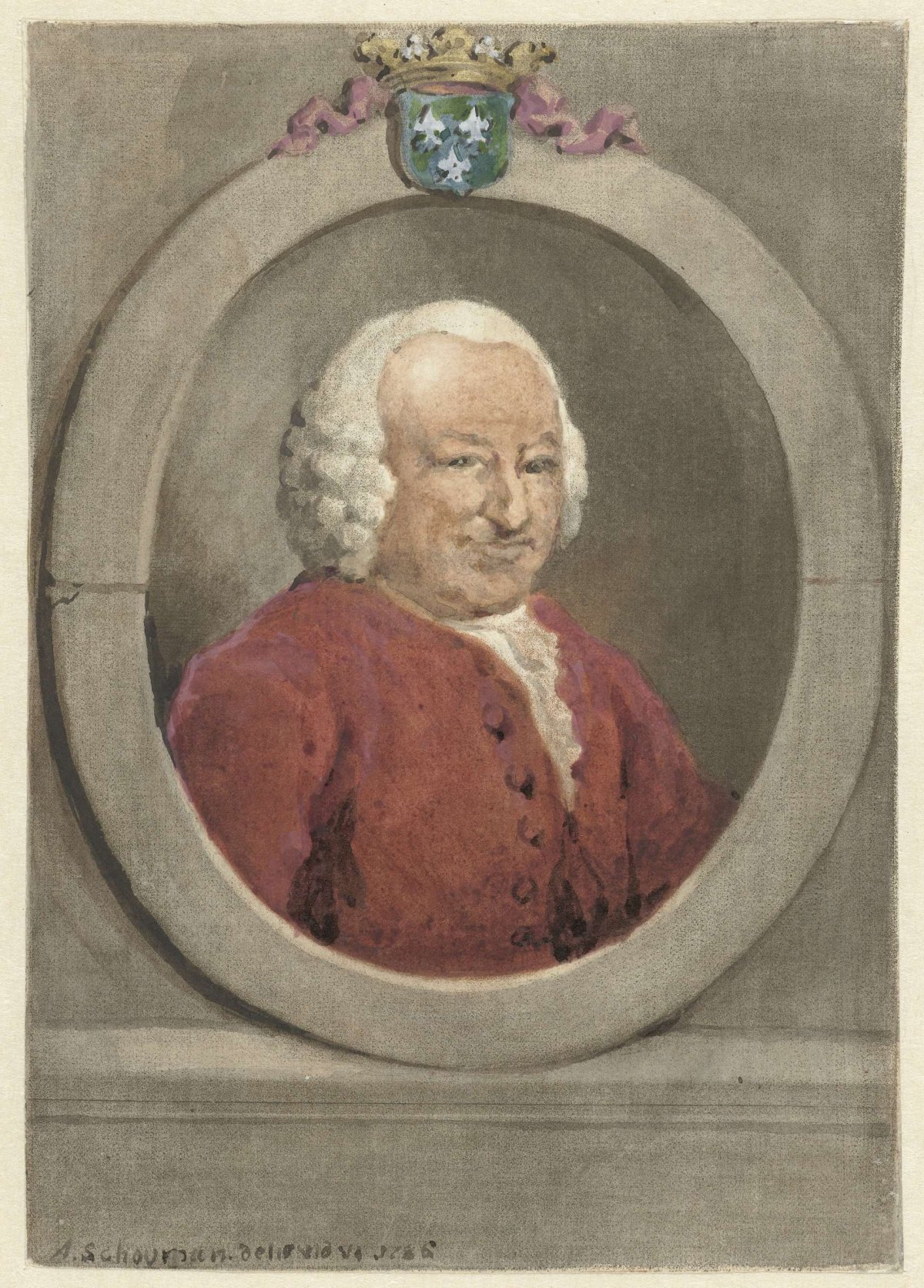 Portrait of Johan Hudde Dedel, in oval, to the right, Aert Schouman, 1786