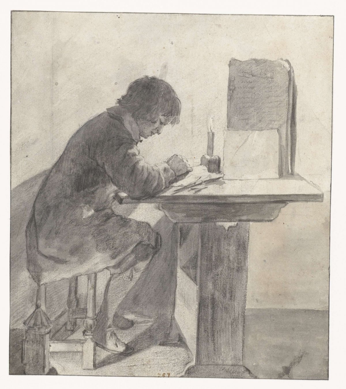 Seated Boy, Drawing, Constantijn Verhout, c. 1650 - c. 1660