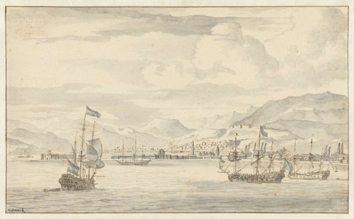 View of Smyrna (Izmir), Abraham Storck, 1645 - 1710