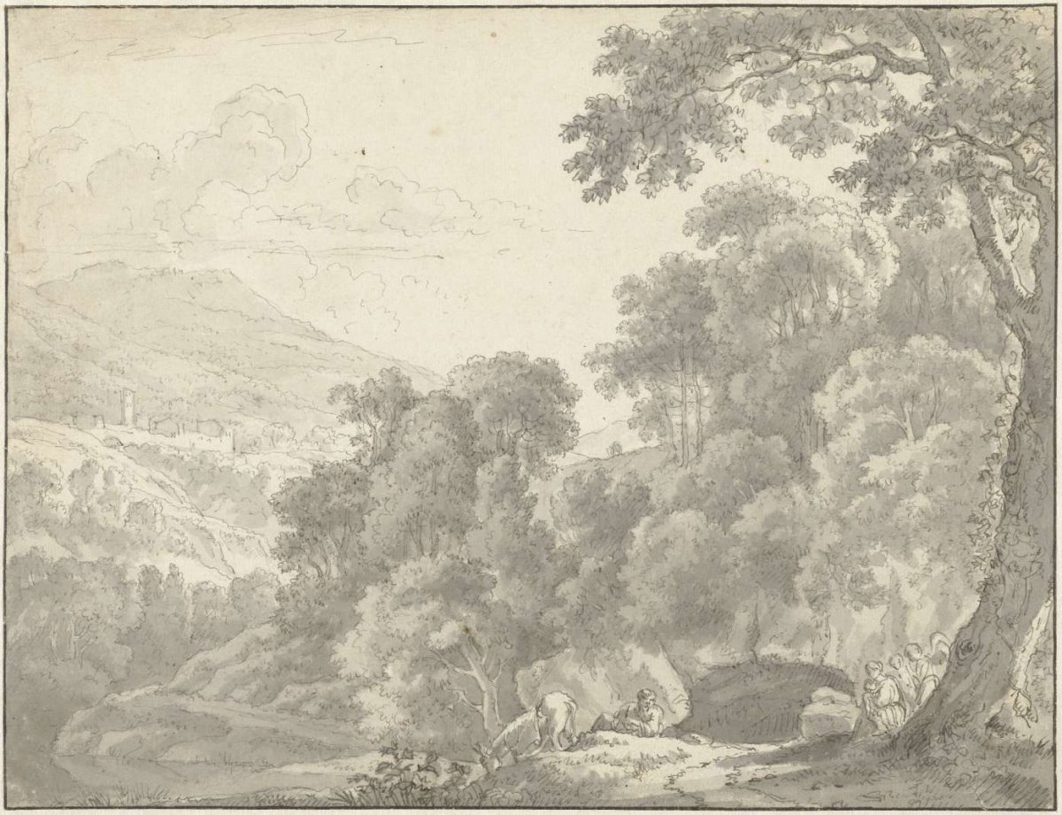 Landscape with the rest fleeing to Egypt, anonymous, c. 1610 - c. 1705