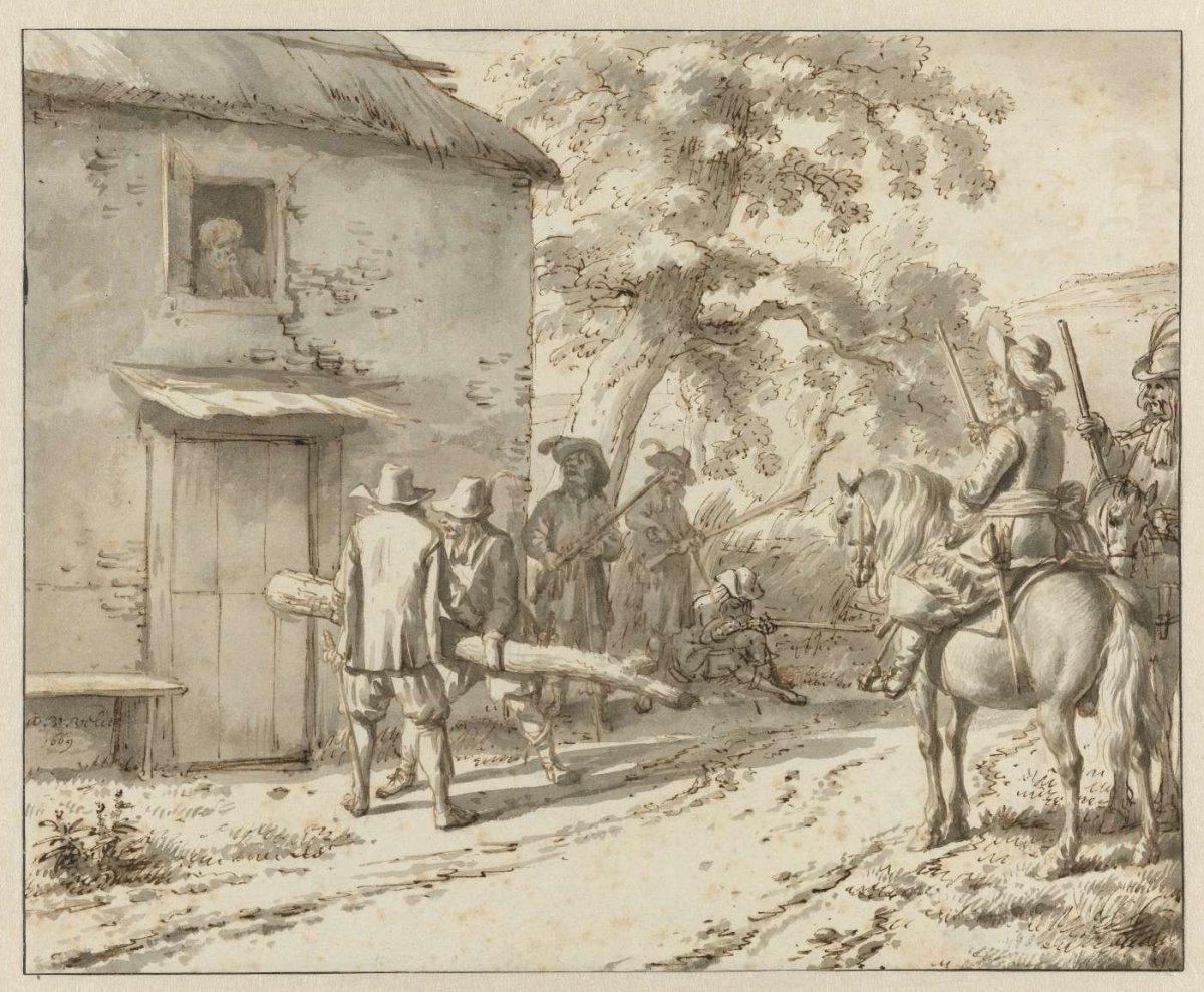 Plundering Soldiers near a Cottage, Adriaen van de Velde, 1669