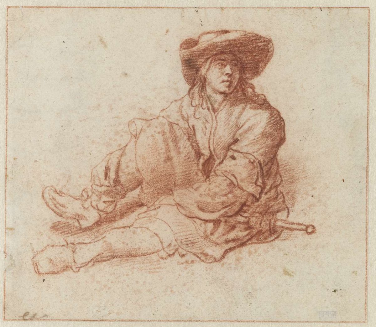 Young man, sitting on the ground, Adriaen van de Velde, 1646 - 1672