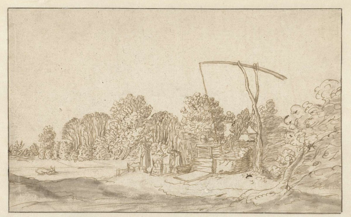 Landscape with a well, Jan van de Velde (II), 1611 - 1691