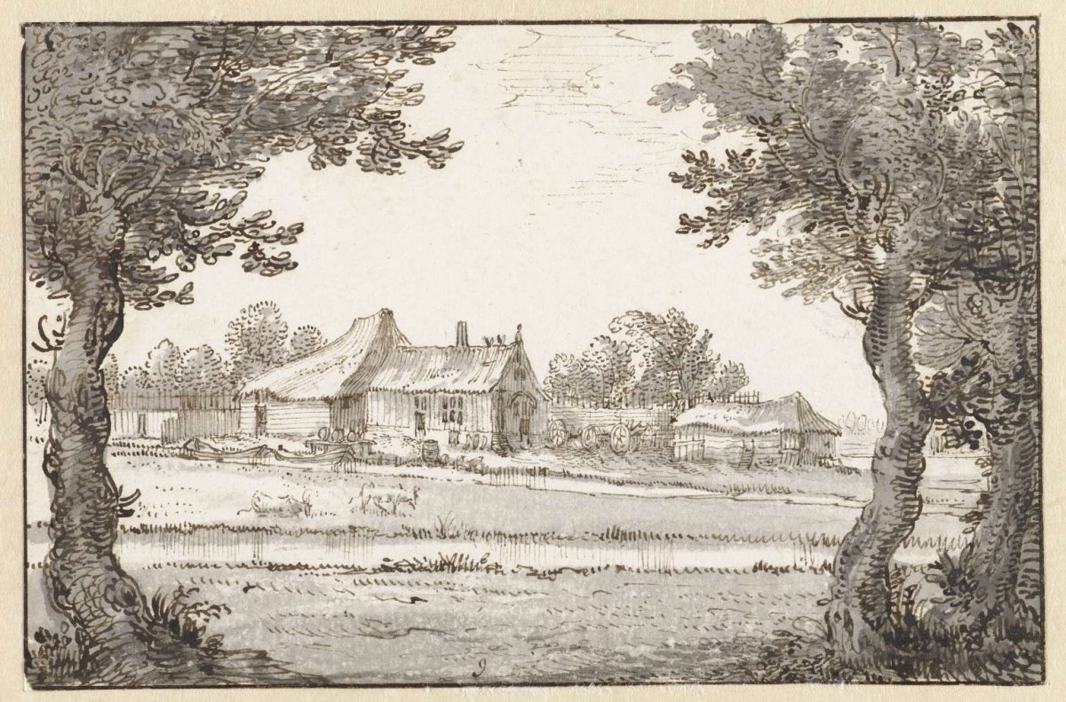 View of a farmhouse, Claes Jansz. Visscher (II), 1596 - 1652
