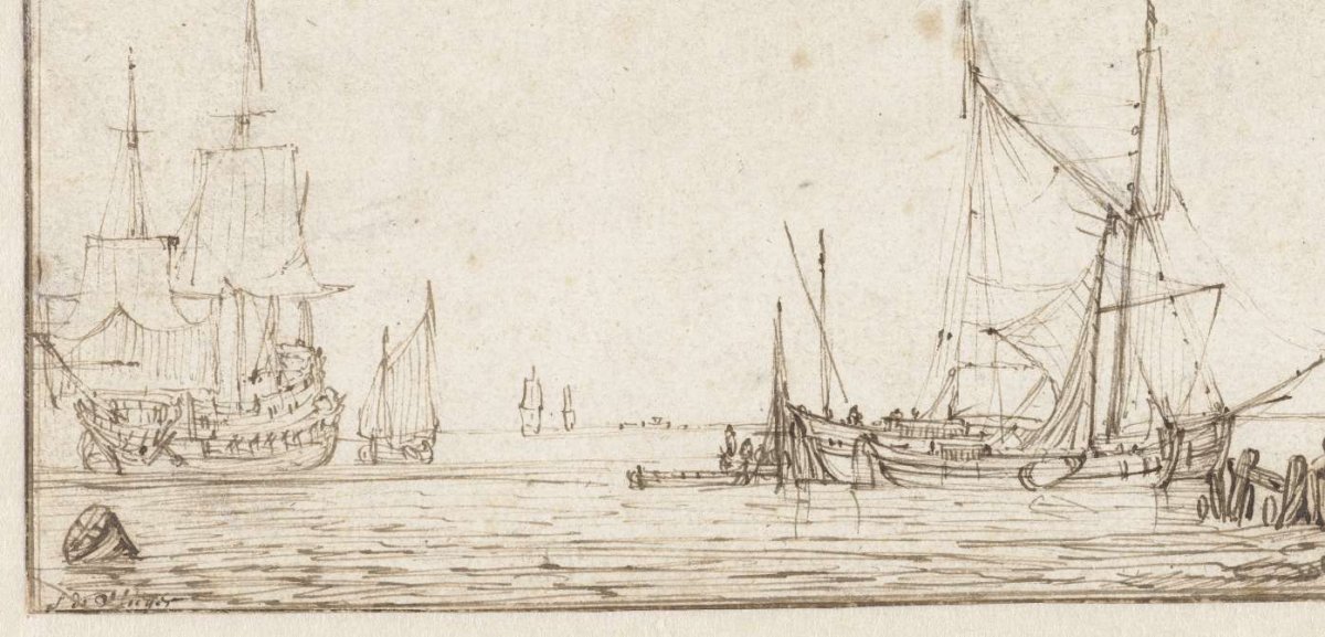 Silent sea with ships, Simon de Vlieger, 1610 - 1653