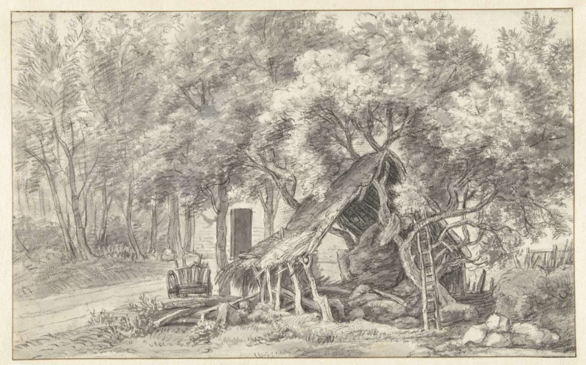 Herdershut tussen bomen, Anthonie Waterloo, 1619 - 1690