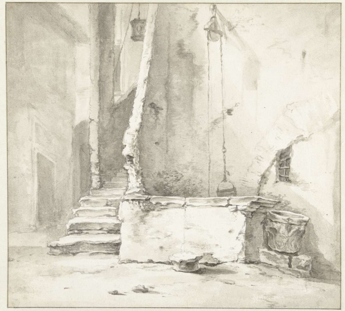 Water well near a house, Thomas Wijck, 1626 - 1677
