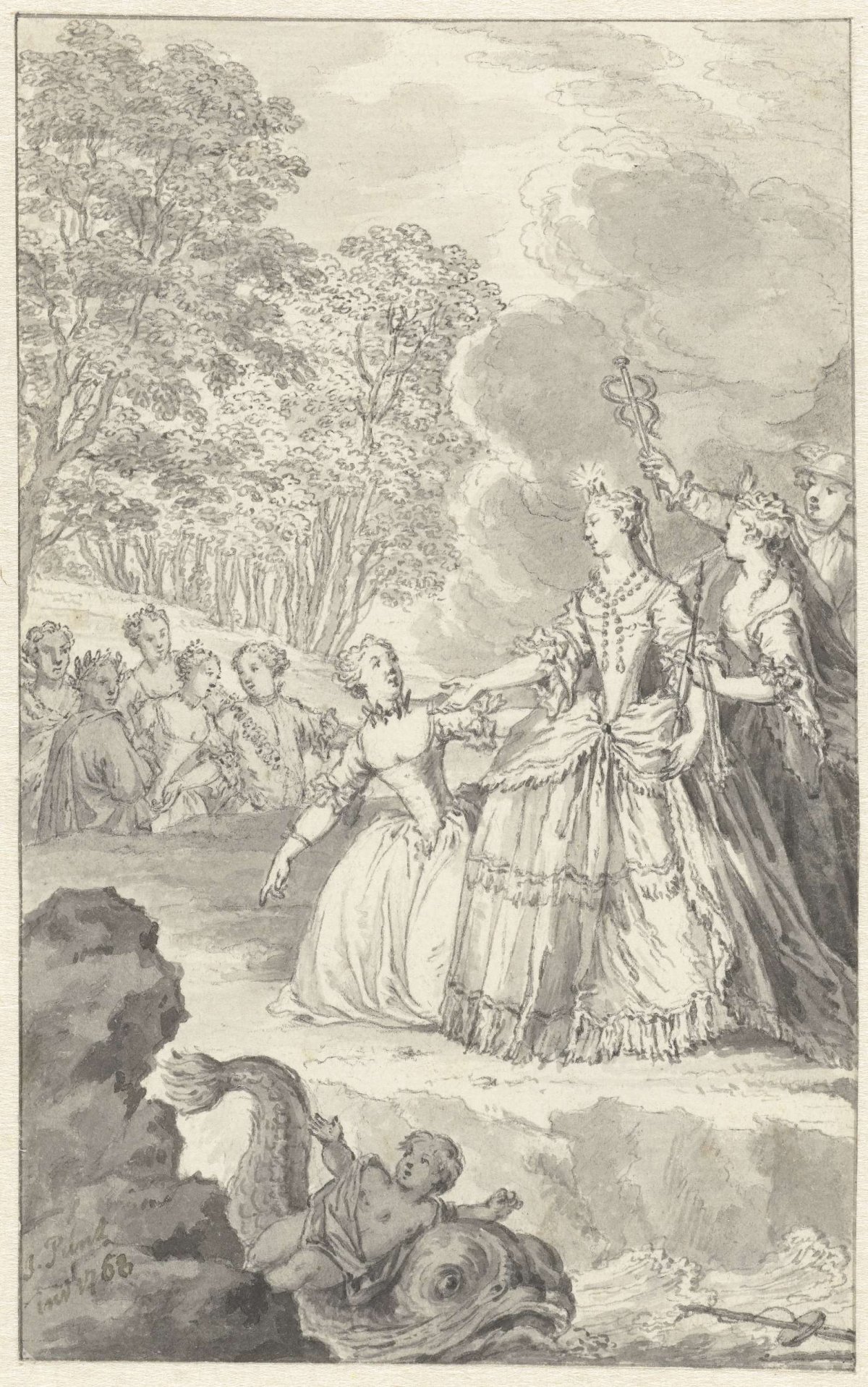 Design for scene from the comedy The New World, Jan Punt, 1758