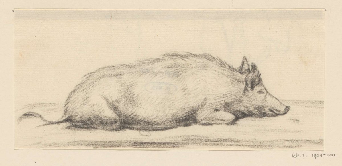 Reclining pig, to the right, Jean Bernard, 1775 - 1833